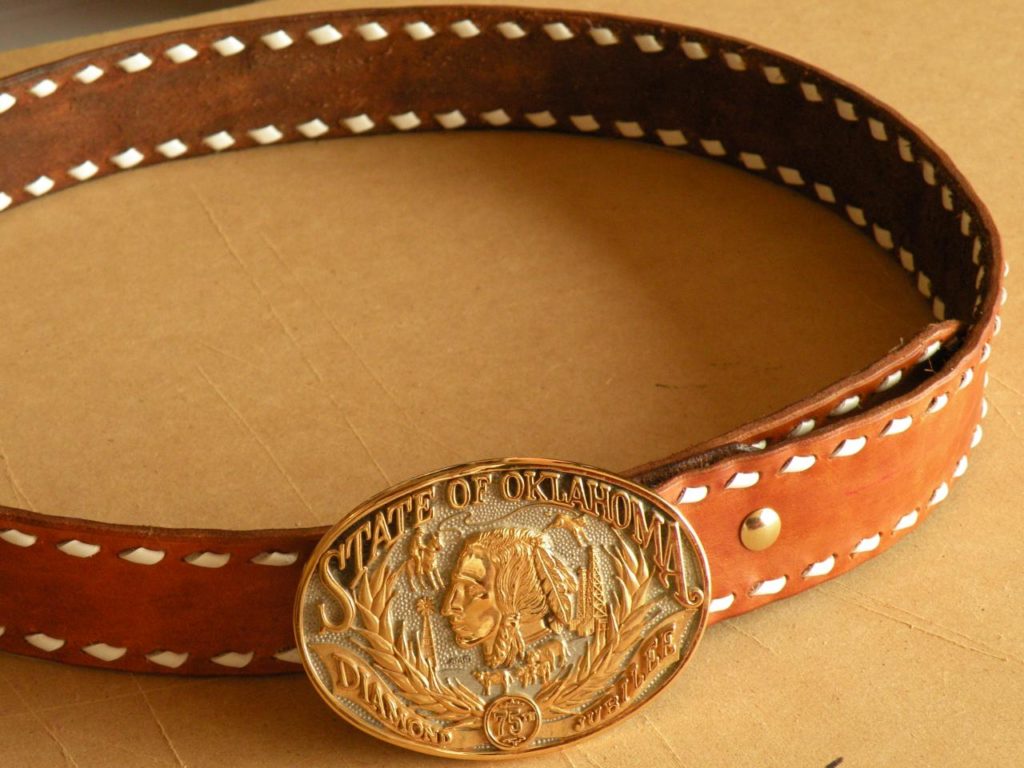 Handmade Leather Belt With Engraved Wooden Buckle